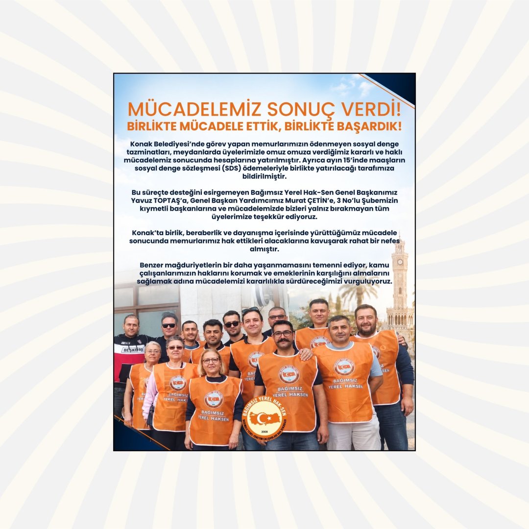 BAĞIMSIZ YEREL HAK-SEN'İN YÜRÜTTÜĞÜ MÜCADELE SONUÇ VERDİ!